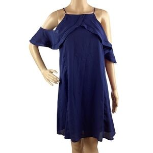 Dee Elly Open Shoulder Mini Dress Size M Navy Blue